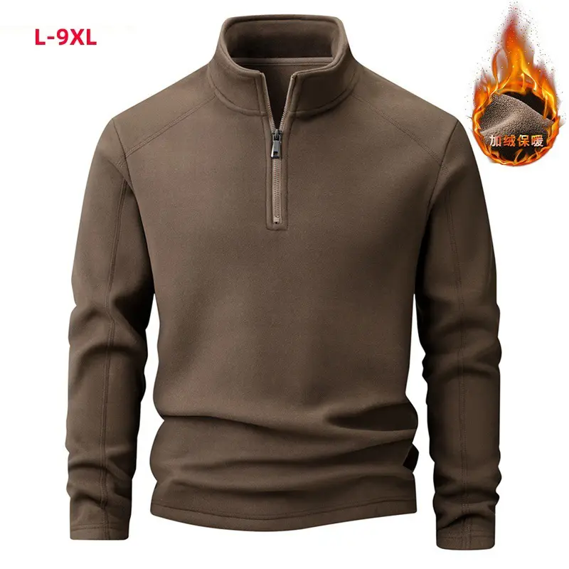 Autumn Men's Polartec Fleece Jackets Fashion Men Half-Zipper Pullover Sweatshirts Men Sports Soft Shell Warm Jacket Clothing 9XL