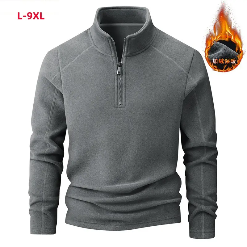 Autumn Men's Polartec Fleece Jackets Fashion Men Half-Zipper Pullover Sweatshirts Men Sports Soft Shell Warm Jacket Clothing 9XL