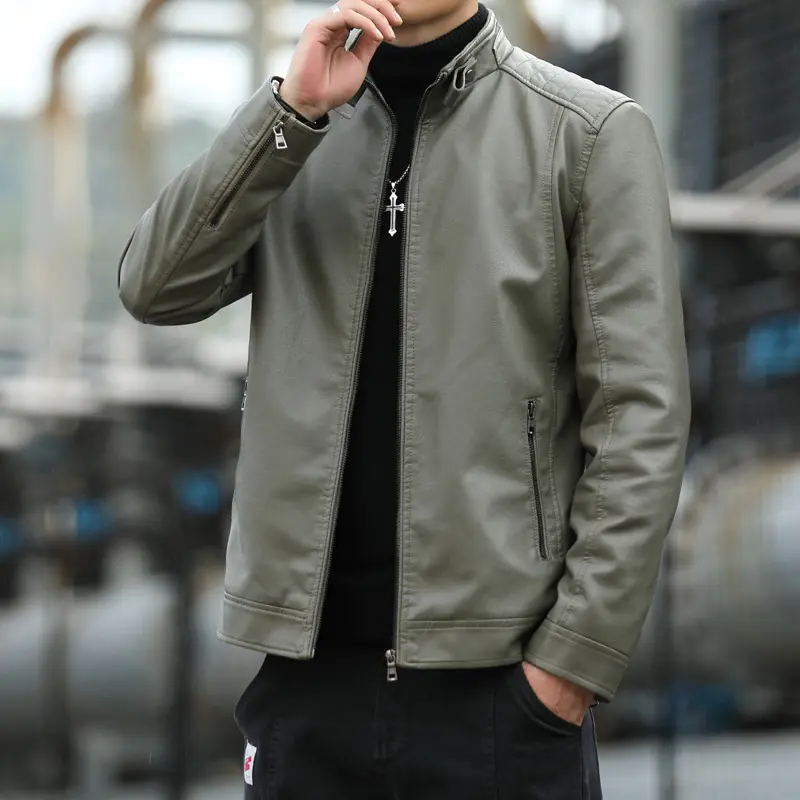 Spring Autumn Men's PU leather Jacket Man Retro Motorcycle Leather Coats Man Casual Windbreaker Work Leather Jacket Clothing