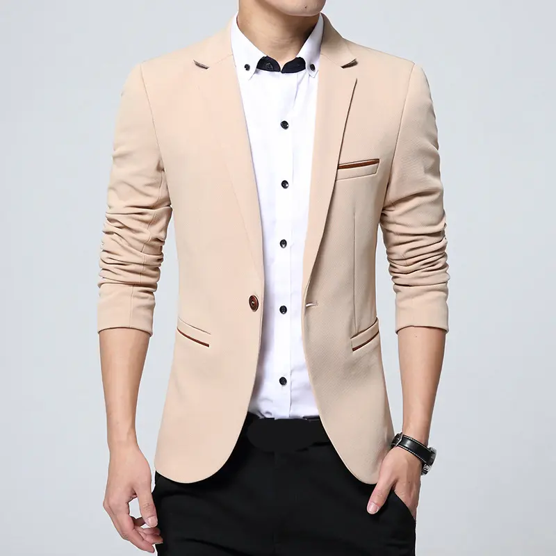 Spring Autumn Men's Blazer Suit Jackets Casual Mens Blazers Trench Coats Wedding Dress Male Solid Color Business Jacket Clothing