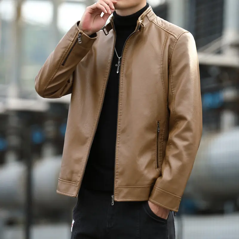 Spring Autumn Men's PU leather Jacket Man Retro Motorcycle Leather Coats Man Casual Windbreaker Work Leather Jacket Clothing
