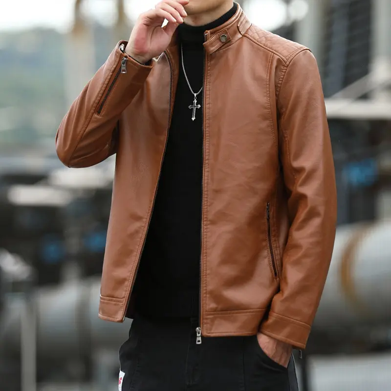 Spring Autumn Men's PU leather Jacket Man Retro Motorcycle Leather Coats Man Casual Windbreaker Work Leather Jacket Clothing