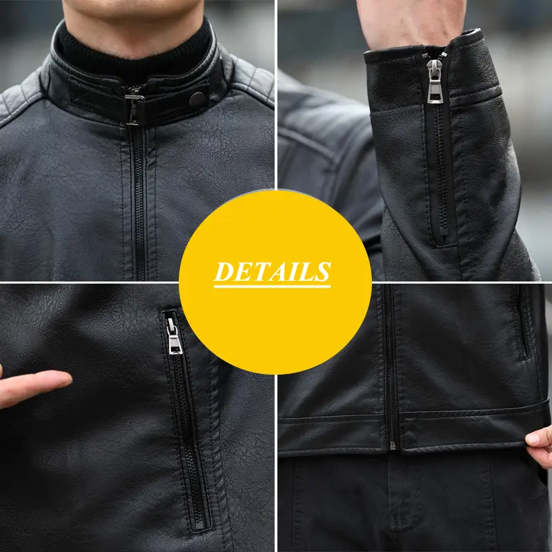 Spring Autumn Men's PU leather Jacket Man Retro Motorcycle Leather Coats Man Casual Windbreaker Work Leather Jacket Clothing