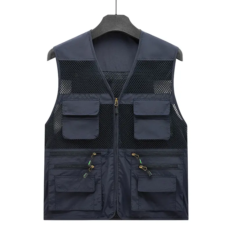 Summer Men's Multi-Pocket Vests Outdoor Men Breathable Mesh Fishing Baggy Waistcoats Male Work Sleeveless Jackets Clothing 8XL