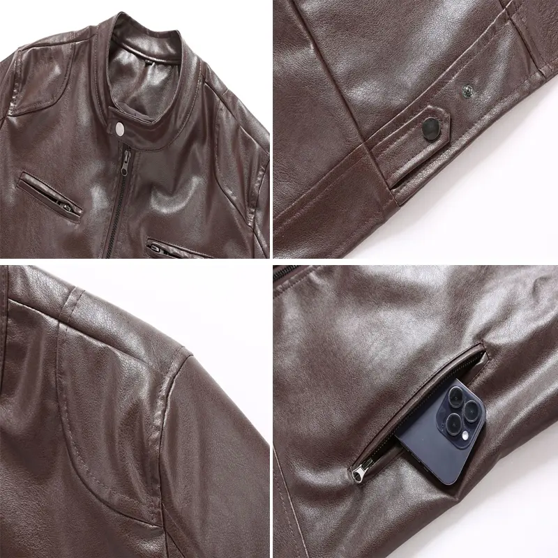 Spring Autumn Men's PU Leather Jackets Men Retro Motorcycle Zipper Coats Men Windbreaker Biker Faux Leather Jacket Clothing