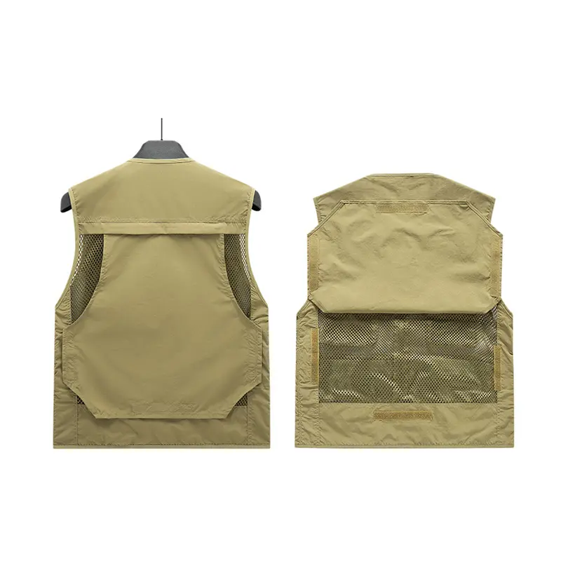 Summer Men's Multi-Pocket Vests Outdoor Men Breathable Mesh Fishing Baggy Waistcoats Male Work Sleeveless Jackets Clothing 8XL