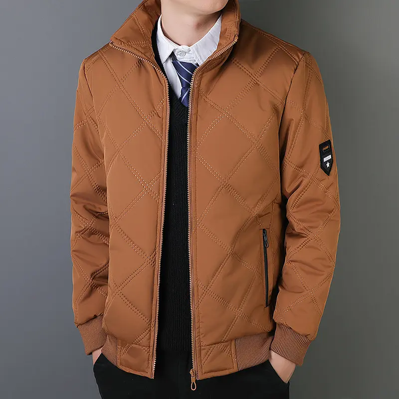 Winter Men's Warm Padded Jacket Fashion Men Fleece Lined Thermal Parkas Outdoor Men Stand Collar Windbreaker Jacket Men Clothing
