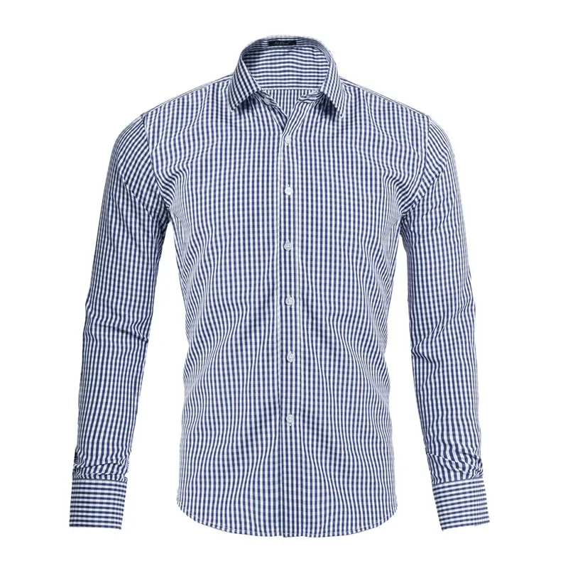 Spring Summer Mens Plaid Shirts Fashion Men Long Sleeve Cotton Plaid Shirt Tees Casual Men Breathable Formal Tops Shirt Clothing