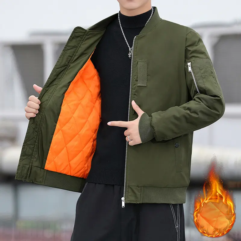 Winter Men's Warm Bomber Jackets Fashion Men Cotton Thick Windbreaker Coats Men Thermal Waterproof Baseball Jacket Clothing