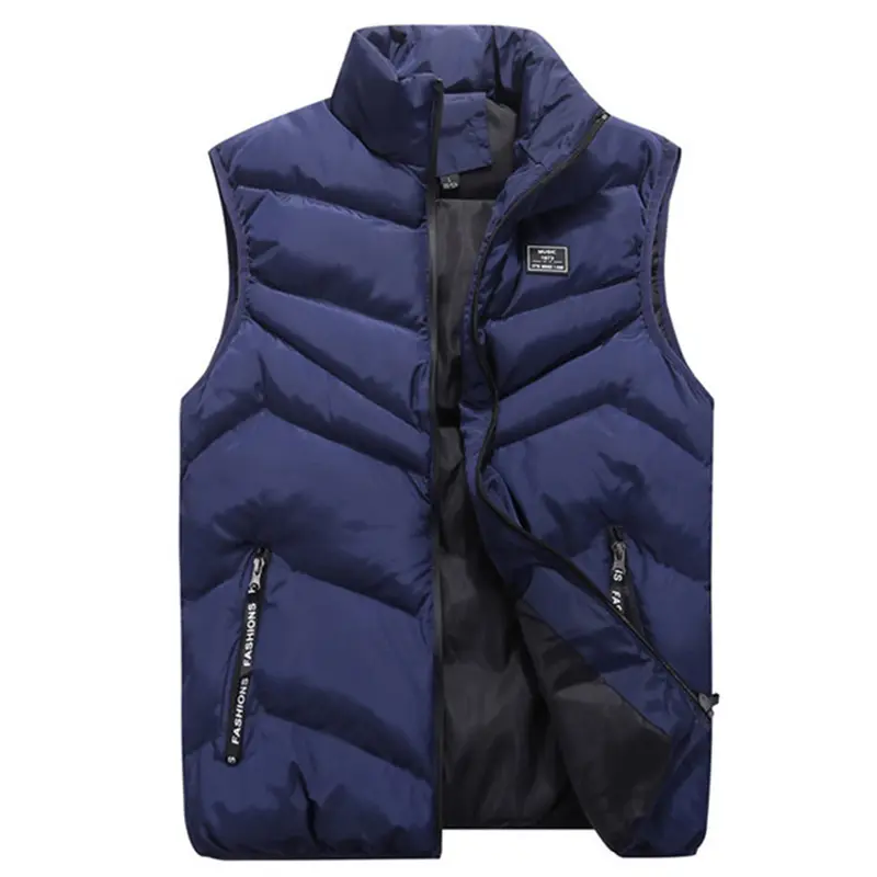 Winter Mens Warm Jacket Sleeveless Vest Fashion Man Cotton Thicken Vest Men Stand Collar Windbreaker Padded Waistcoats Clothing