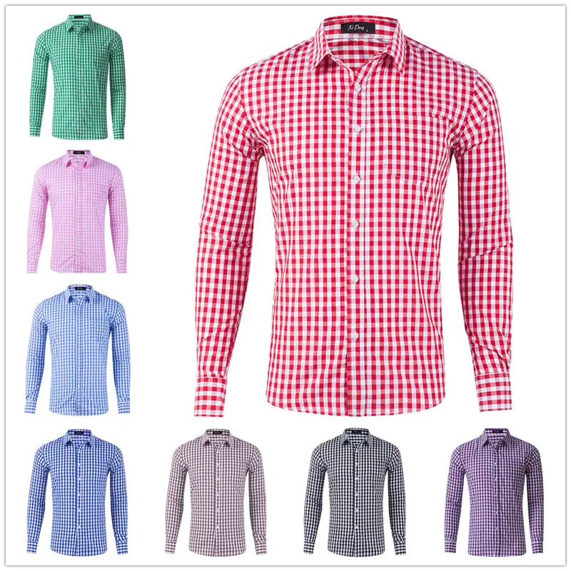DIMUSI Autumn Men's Plaid Shirt Fashion Man Cotton Long Sleeve Breasted Shirts Casual Classic Gingham Dress Shirts Male Clothing