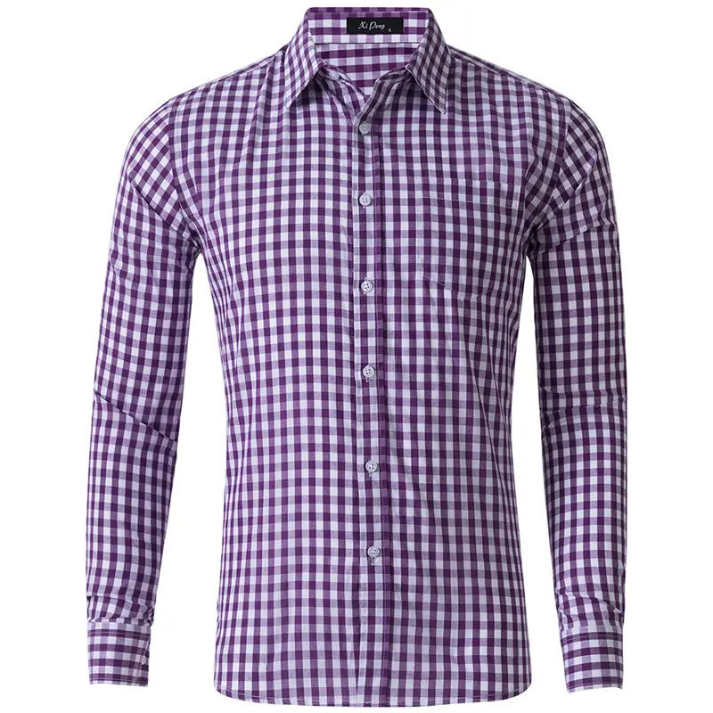 DIMUSI Autumn Men's Plaid Shirt Fashion Man Cotton Long Sleeve Breasted Shirts Casual Classic Gingham Dress Shirts Male Clothing