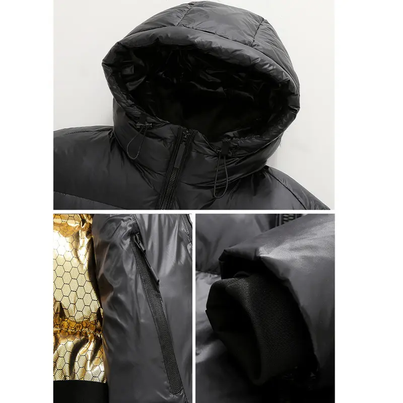 Winter Mens Warm Padded Jackets Fashion Men Cotton Thicken Hooded Parkas Men Sports Windbreaker Thermal Down Jacket Clothing