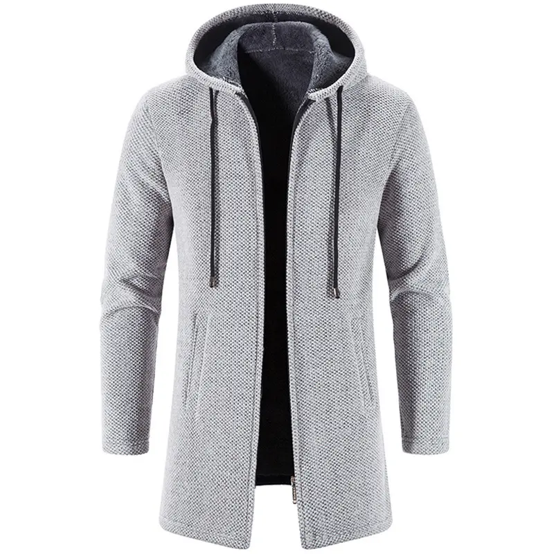 DIMUSI Winter Men's Sweaters Cardigan Fashion Man Fleece Long Knitted Sweater Hoodies Men Warm Knitted Cardigan Coats Clothing