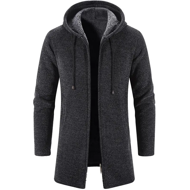 DIMUSI Winter Men's Sweaters Cardigan Fashion Man Fleece Long Knitted Sweater Hoodies Men Warm Knitted Cardigan Coats Clothing
