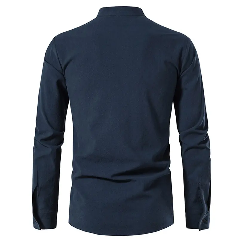 Spring Summer Men's Linen Shirts Casual Men Long Sleeve Button Loose Henley Shirts Fashion Man Beach Breathable Shirts Clothing
