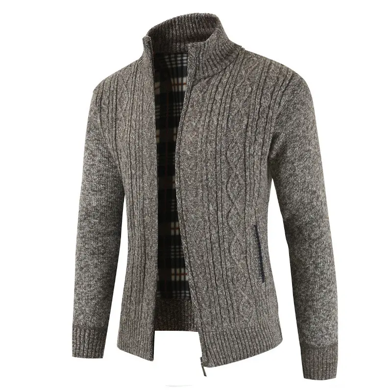 Winter Men Sweater Cardigan Jackets Fashion Men Stand Collar Warm Sweaters Coats Men Thermal knitwear Sweater Clothing