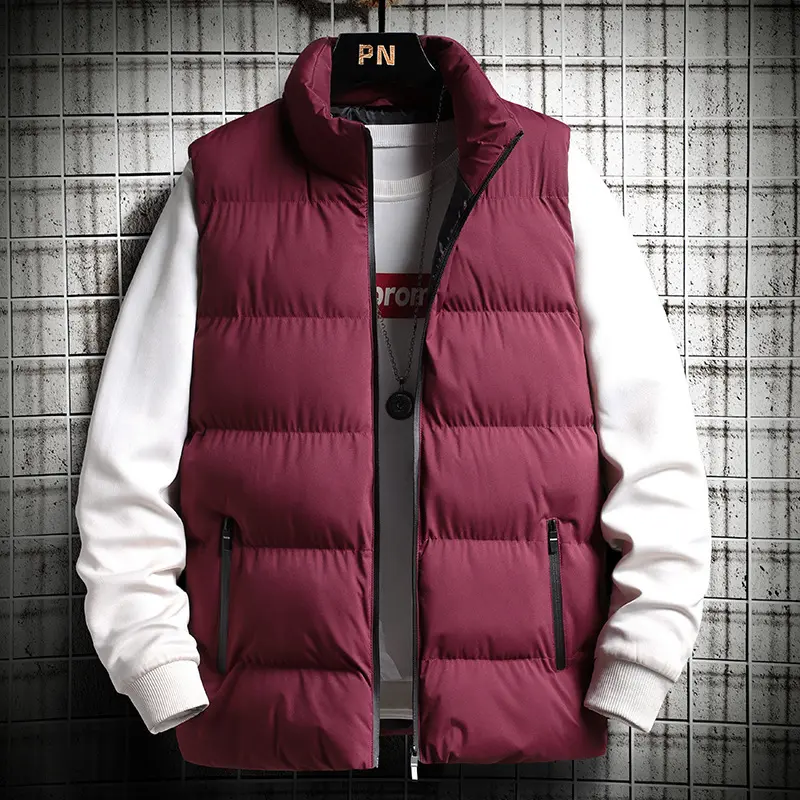Winter Men's Warm Down Padded Vests Men Stand Collar Thick Sleeveless Jackets Outdoor Men Thermal Windbreaker Waistcoats 5XL