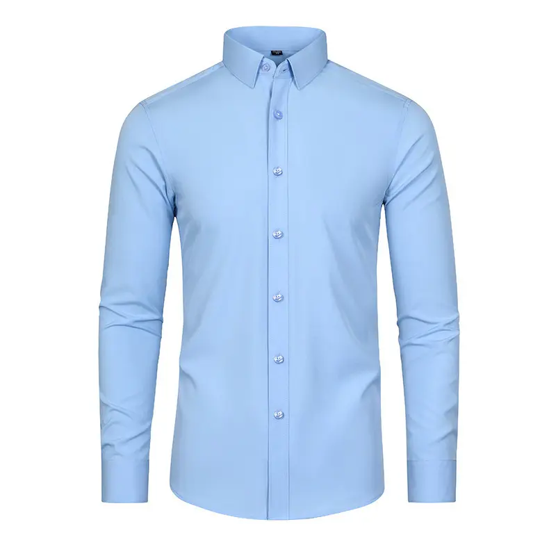 Spring Autumn Men's Stretch Shirt Fashion Man Solid Color Long Sleeve Breasted Shirts Classic men Business Dress Shirts Clothing