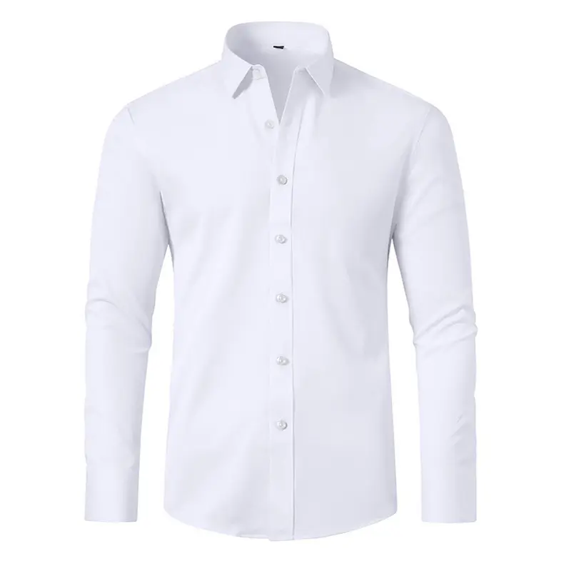 Spring Autumn Men's Stretch Shirt Fashion Man Solid Color Long Sleeve Breasted Shirts Classic men Business Dress Shirts Clothing