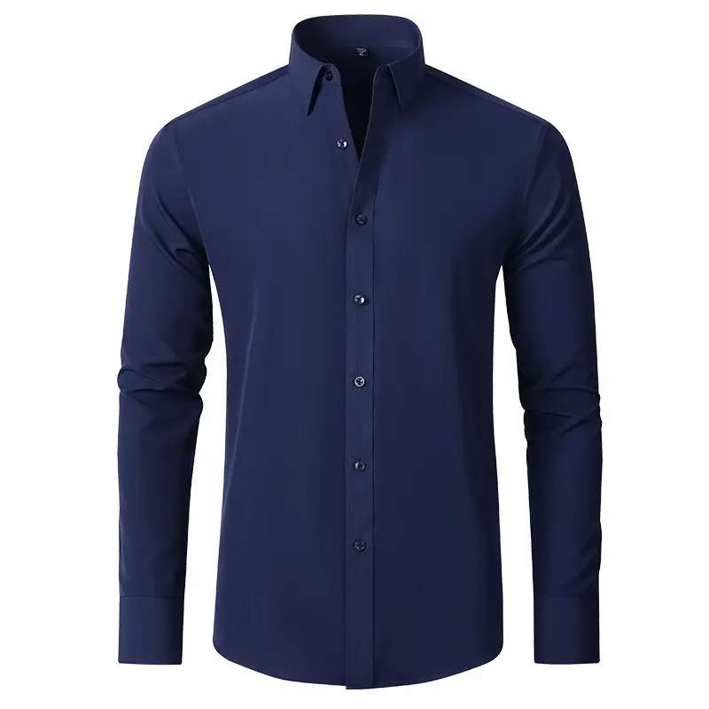 Spring Autumn Men's Stretch Shirt Fashion Man Solid Color Long Sleeve Breasted Shirts Classic men Business Dress Shirts Clothing