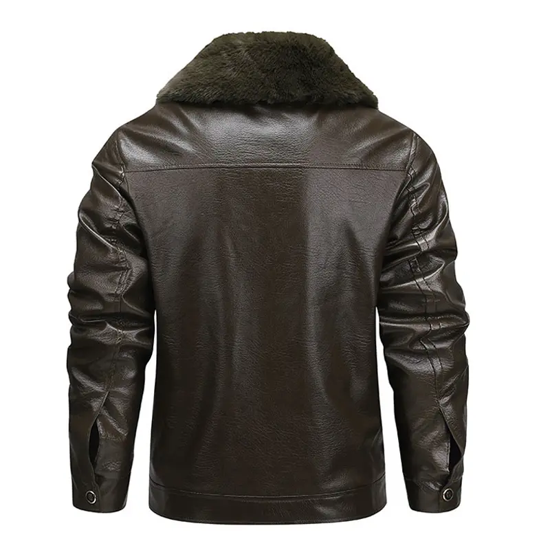 Winter Mens Warm PU Leather Jackets Men Retro Faux Fur Collar Motorcycle Jacket Men Windbreaker Business Leather Coats Clothing