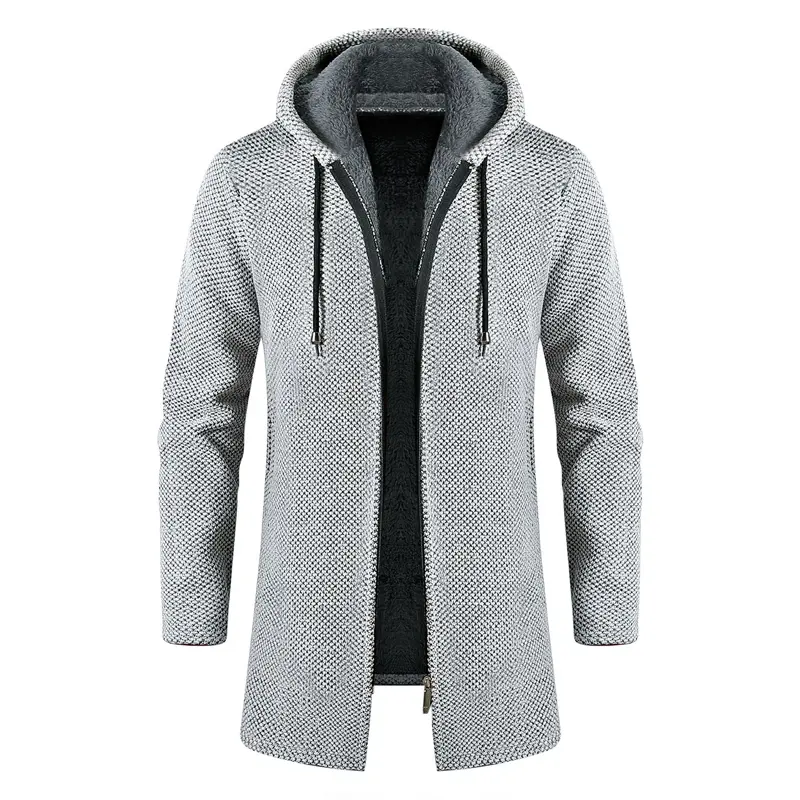 Winter Men Sweater Cardigan Jackets Fashion Men Fleece Warm Hooded Sweaters Coats Men Mid-Long Thermal knitwear Sweater Clothing