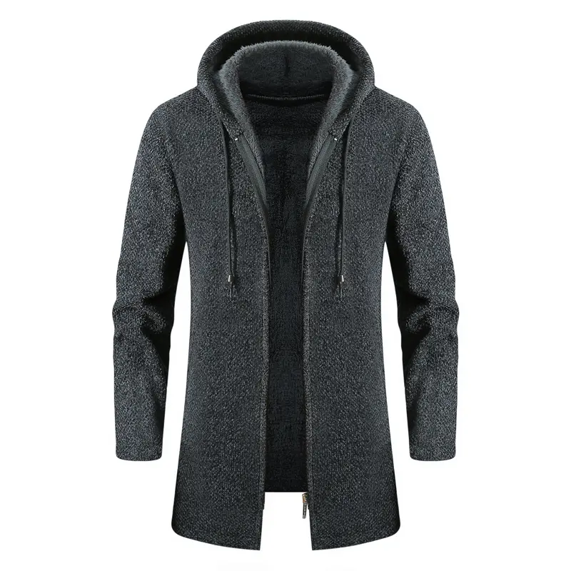 Winter Men Sweater Cardigan Jackets Fashion Men Fleece Warm Hooded Sweaters Coats Men Mid-Long Thermal knitwear Sweater Clothing