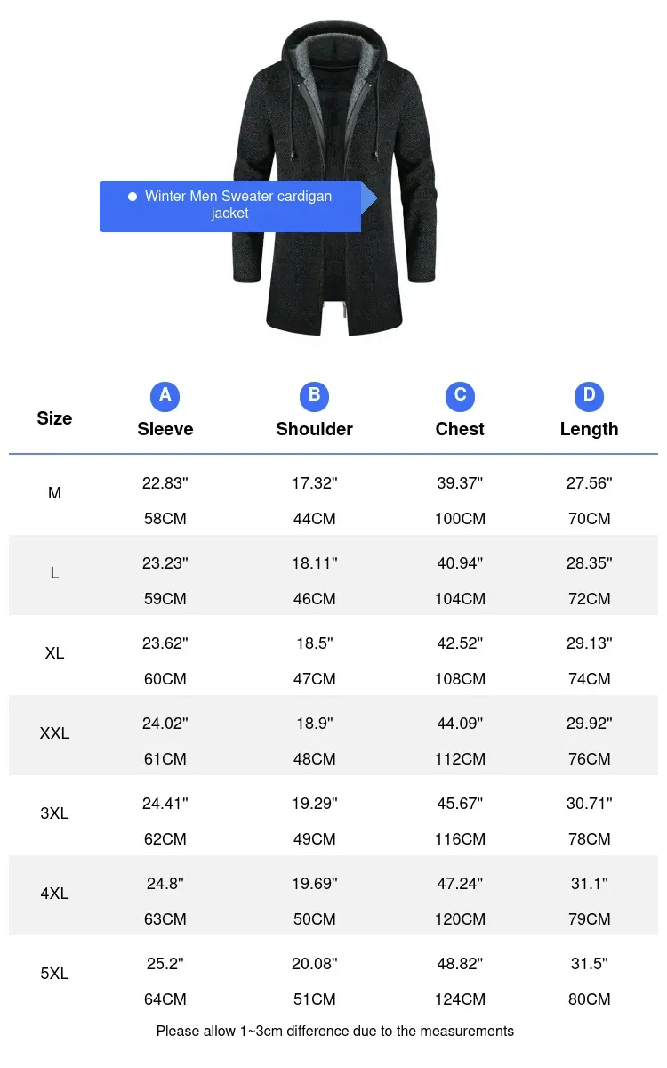 Winter Men Sweater Cardigan Jackets Fashion Men Fleece Warm Hooded Sweaters Coats Men Mid-Long Thermal knitwear Sweater Clothing