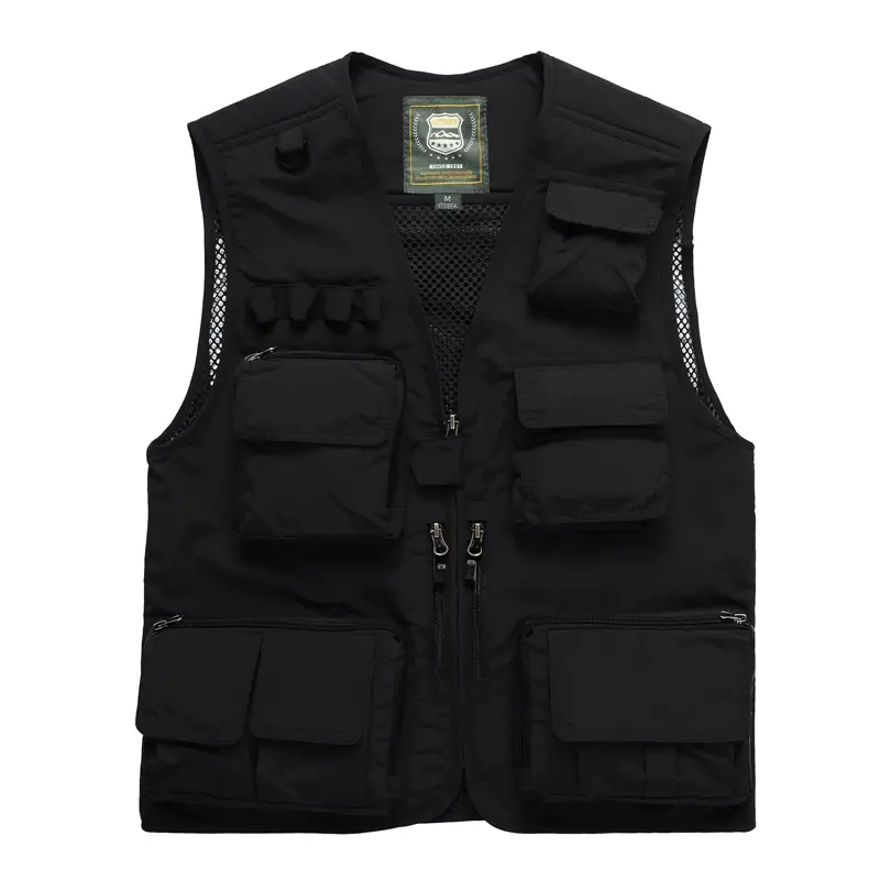 DIMUSI Mens Vests Quick Dry Breathable Multi Pocket Mesh Vest Sleeveless Jackets Man Tactical Outwear Windreaker Waistcoats 7XL