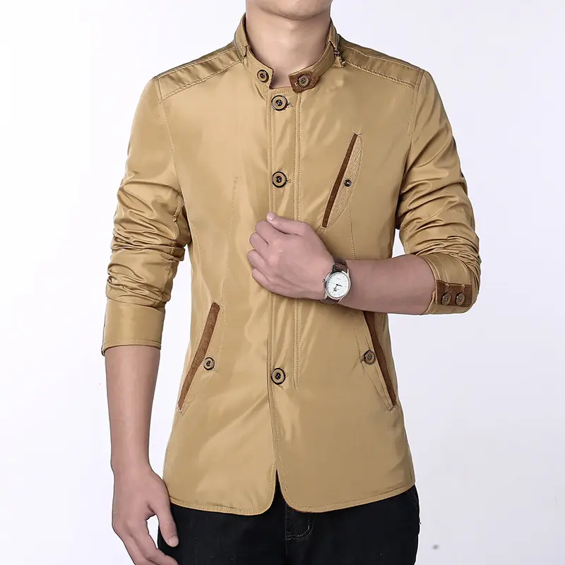 Spring Autumn Men's Business Trench Jacket Casual Men Stand Collar Formal Coats Men Slim Fit Windbreaker Coats Clothing