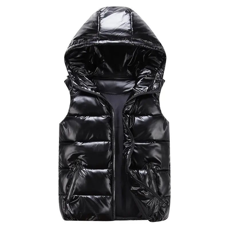 DIMUSI Men's Vest Winter Fashion Silver Male Cotton-Padded Hooded Coats Sleeveless Jackets Casual Thick Waistcoats Mens Clothing