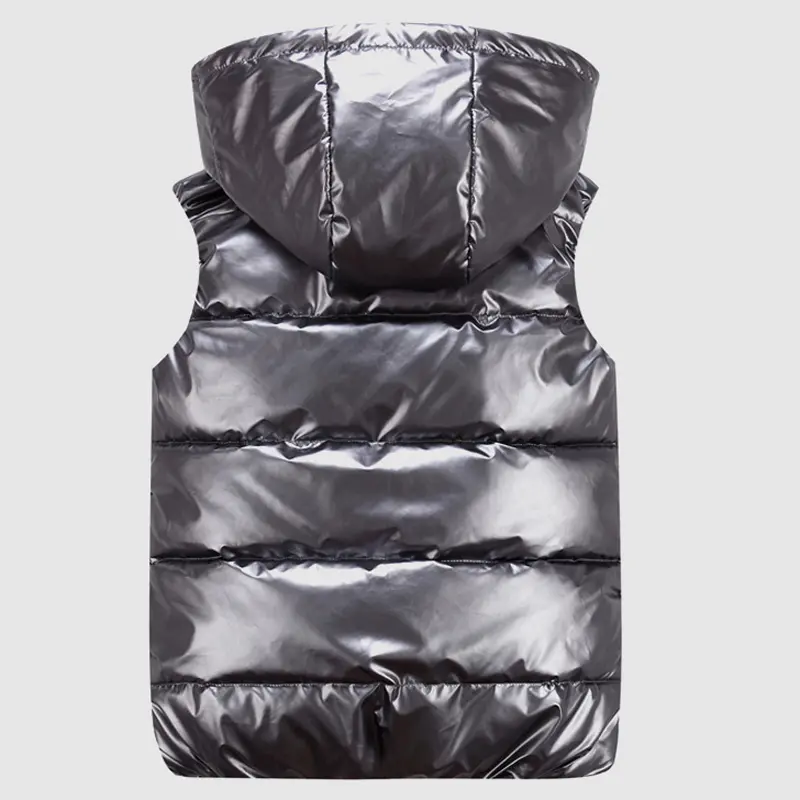 DIMUSI Men's Vest Winter Fashion Silver Male Cotton-Padded Hooded Coats Sleeveless Jackets Casual Thick Waistcoats Mens Clothing