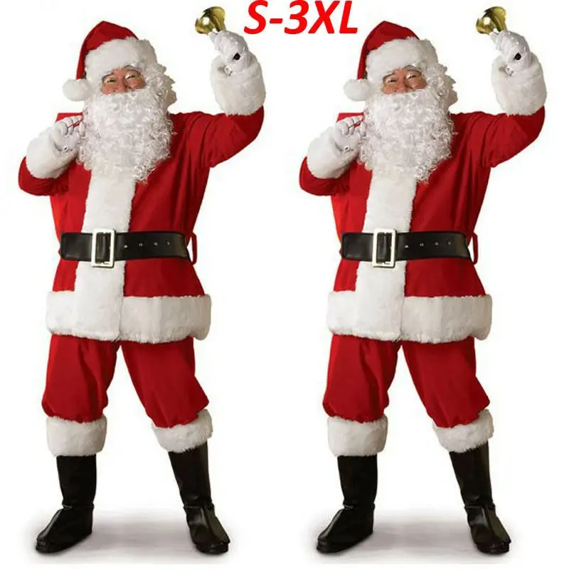 DIMUSI Santa Claus Cosplay Costume Daddy In Costume Clothes Dressed At The Christmas Of Men Five Buns/lot Suit For Warm Adults