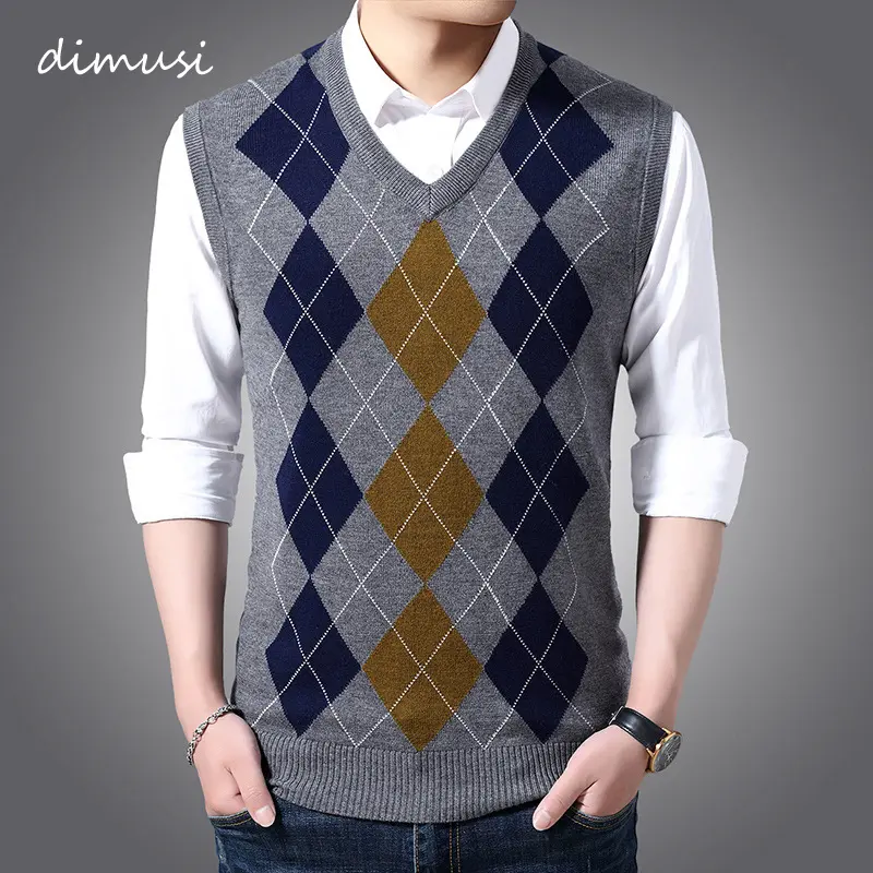 Autumn Winter Men's Sleeveless Jackets Knitted Warm Waistcoats Casual Men V-Neck Pullovers Uniform Sweater Vests Clothing