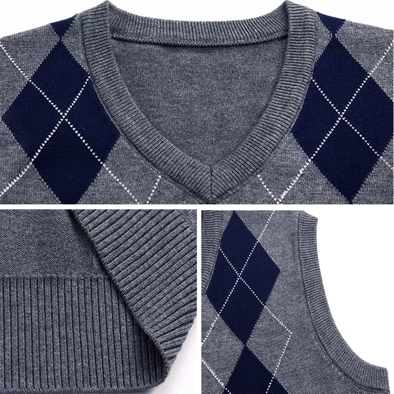 Autumn Winter Men's Sleeveless Jackets Knitted Warm Waistcoats Casual Men V-Neck Pullovers Uniform Sweater Vests Clothing