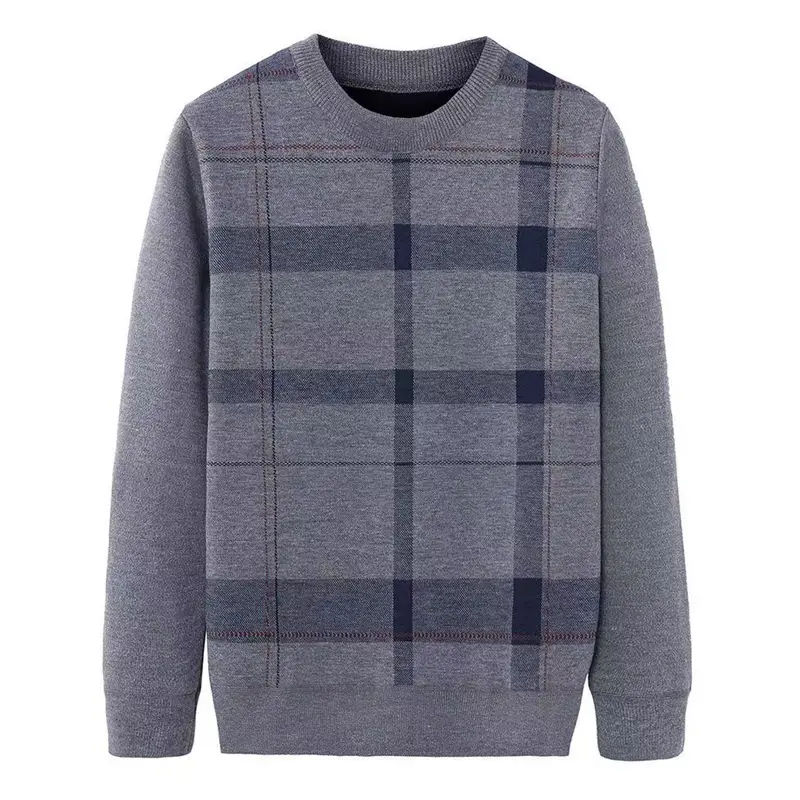Autumn Winter Men's Sweater Casual Men Warm Cashmere Turtleneck Pullover Tops Classic Men Plaid Knitwear Sweaters Clothing