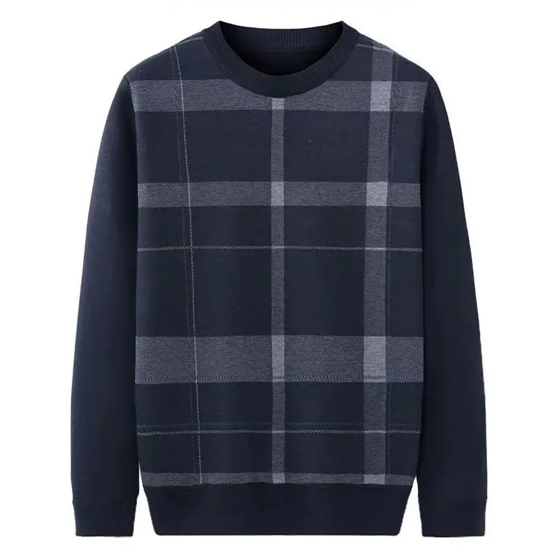 Autumn Winter Men's Sweater Casual Men Warm Cashmere Turtleneck Pullover Tops Classic Men Plaid Knitwear Sweaters Clothing