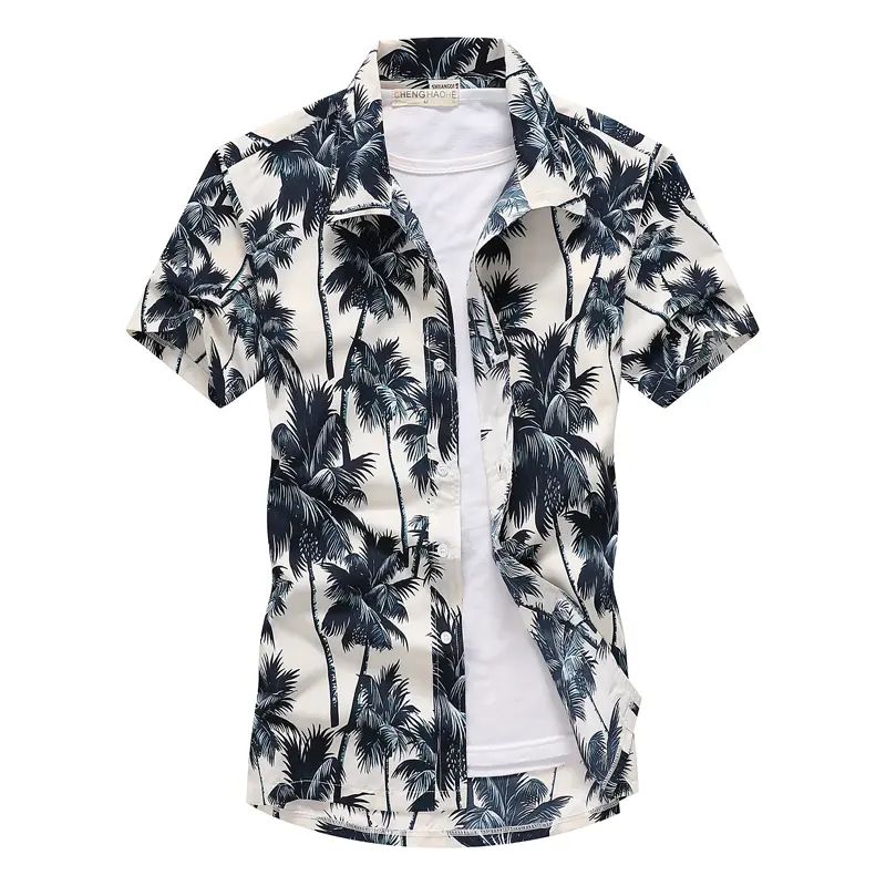 Summer Mens Short Sleeve Hawaiian Shirt Quick Drying Breathable Shirt Men Casual Floral Beach Shirts Men Clothing 5XL