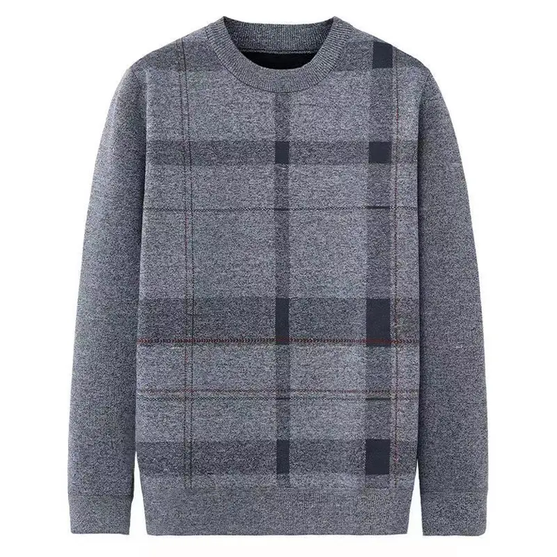 Autumn Winter Men's Sweater Casual Men Warm Cashmere Turtleneck Pullover Tops Classic Men Plaid Knitwear Sweaters Clothing