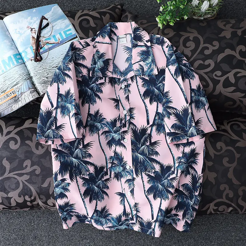 Summer Mens Short Sleeve Hawaiian Shirt Quick Drying Breathable Shirt Men Casual Floral Beach Shirts Men Clothing 5XL