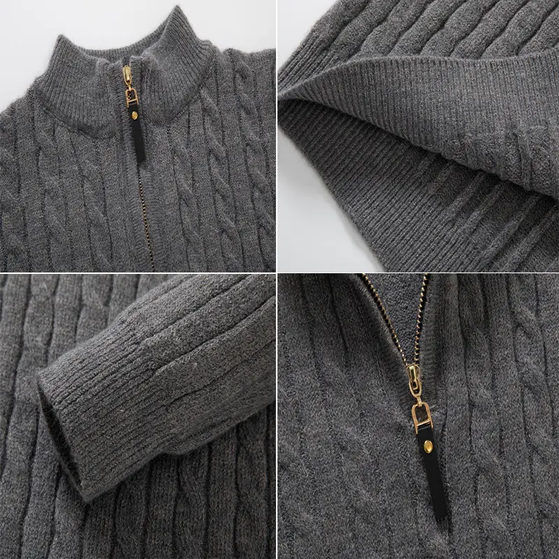 Autumn Winter Mens Sweaters Cashmere Warm Turtleneck Pullover Men Half-zip Classic Sweaters Knitwear Coats Clothing