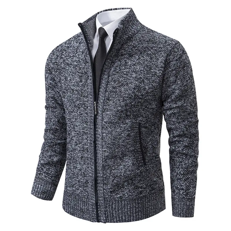 Winter Mens Warm Sweater Cardigan Fashion Men Stand Collar Thick Knitted Sweaters Outdoor Men Windbreaker Knitted Jackets 4XL