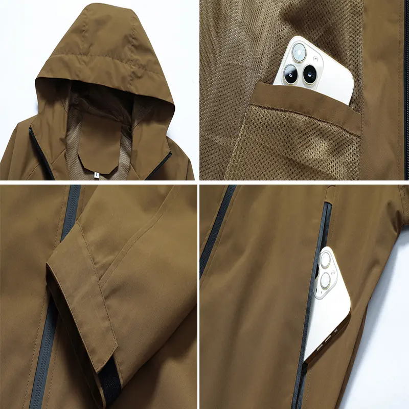 Spring Autumn Men's Hiking Hooded Jackets Men Quick Dry Waterproof Climbing Coats Men Sports Windbreaker Zipper Jackets Clothing