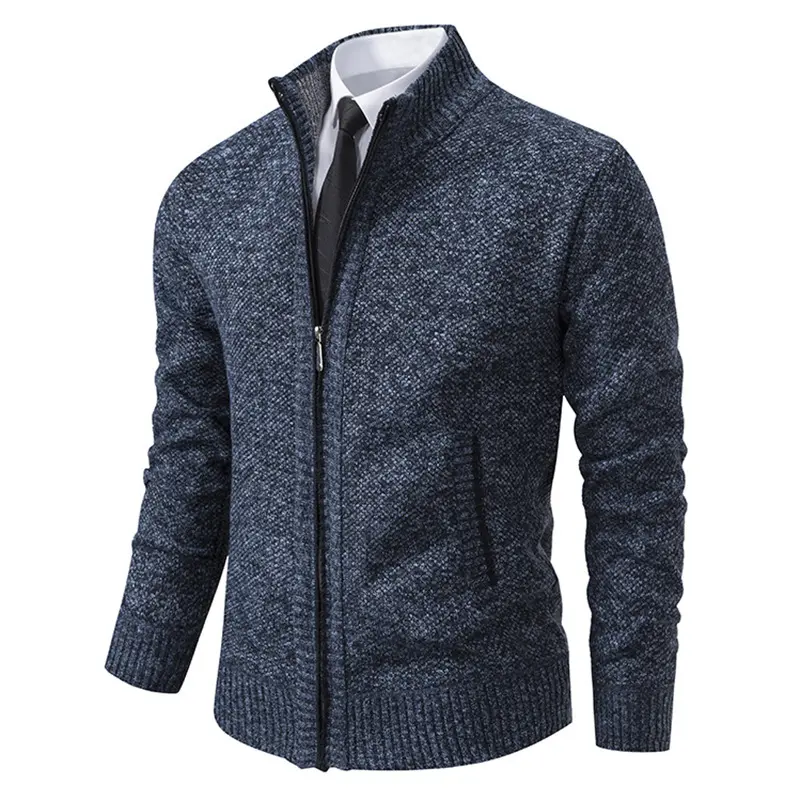 Winter Mens Warm Sweater Cardigan Fashion Men Stand Collar Thick Knitted Sweaters Outdoor Men Windbreaker Knitted Jackets 4XL