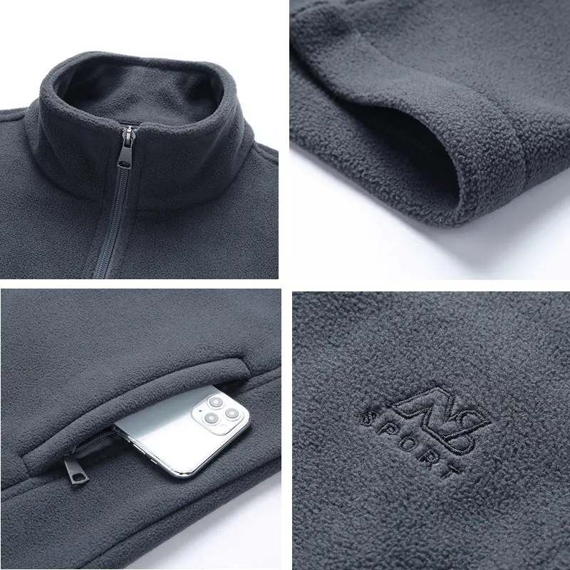 Winter Men Polartec Fleece Lined Jackets Men Stand Collar Sports Warm Coats Men Hiking Windbreaker Jacket Clothing 5XL