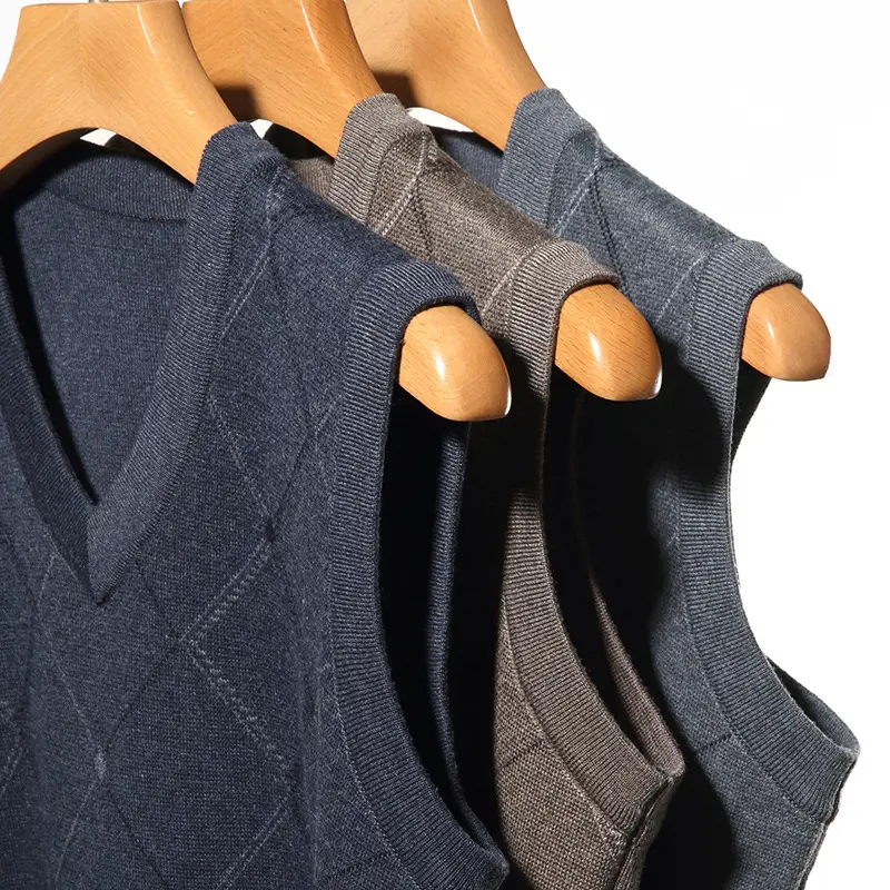 Autumn Winter Men's Knitted sweater Vest Mens V-Neck Warm Jumper Knitted Waistcoats Men Pullover Business Sweater Vests Clothing