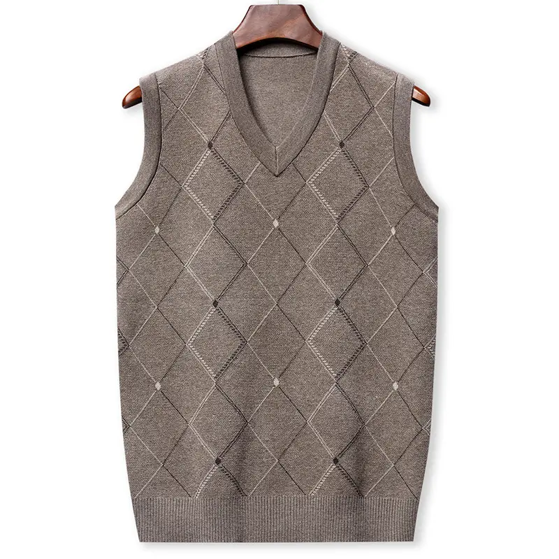 Autumn Winter Men's Knitted sweater Vest Mens V-Neck Warm Jumper Knitted Waistcoats Men Pullover Business Sweater Vests Clothing
