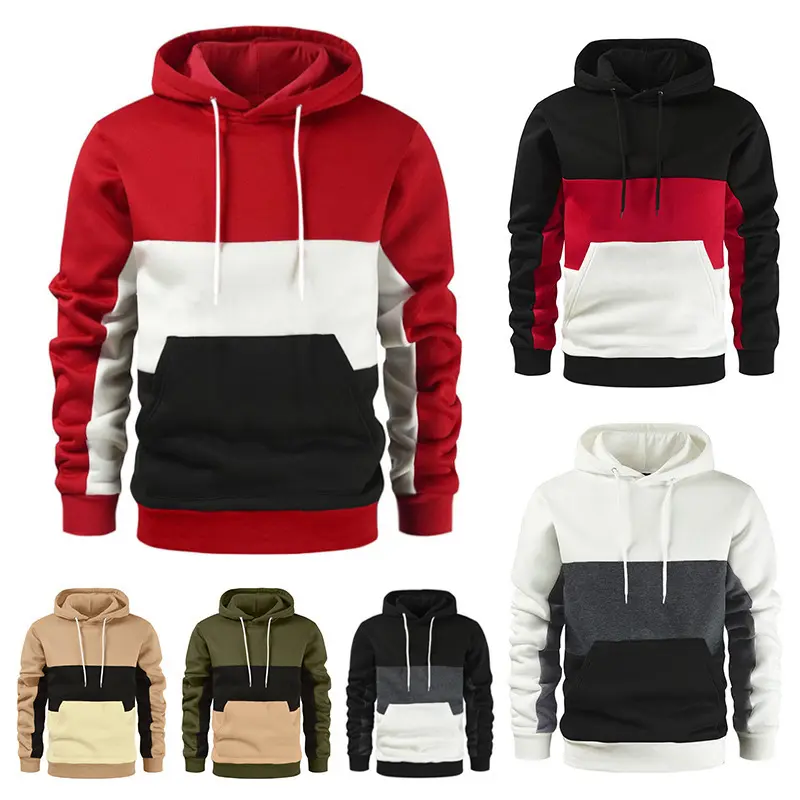 Autumn Winter Men's Sweater Hooded Fashion Men Patchwork Long Sleeve Pullover Sports Loose Sweatshirts Jacket Brand Clothing 3XL
