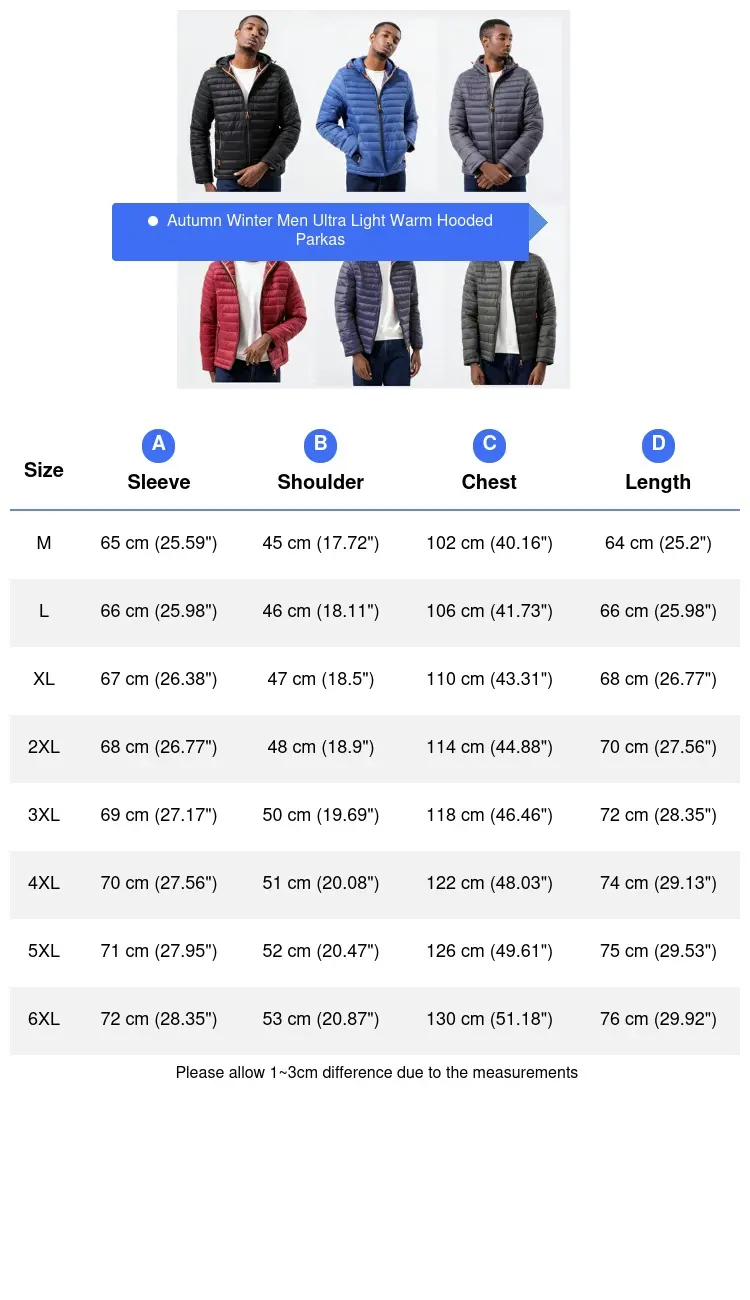 Winter Men's Ultra Light Down Jackets Fashion Men Cotton Warm Windbreaker Hooded Parka Men Sports Hiking Thermal Parkas Clothing